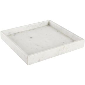 47th & Main White Marble Trays Sleek & Modern Decorative Tray for Home Décor, 12" Square, Smooth