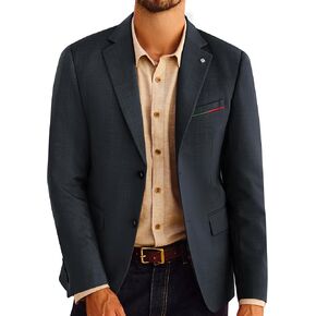 PJ PAUL JONES Mens Blazer Lightweight Sport Coats Casual Two Buttons Notched Lapel Suit Jacket with Removable Brooch