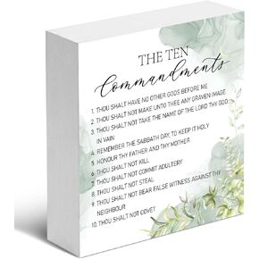 Christian Gifts, Home Décor Accents, The Ten Commandments Wooden Box Sign, Home Decor, Thanksgiving, Christmas, Easter Gifts, Desk, Shelf Decorations, Gifts for Family, Friends, etc. (072)