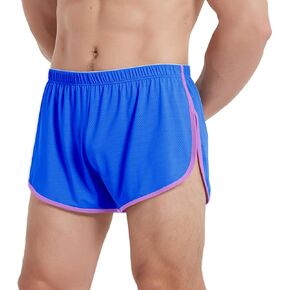 Mens Mesh Running Shorts Sexy Split Side Bodybuilding Short for Men Lounge Short Shorts