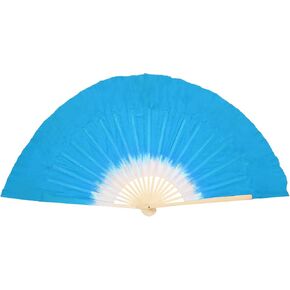 PATIKIL Belly Right Hand Silk Fan Veil 14inch, 1 Pack Short Folding Belly Dance for Women Dance Performance Sport, Lake Blue