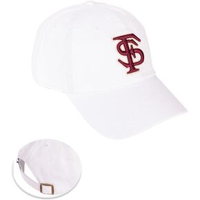 Desert Cactus Florida State University Baseball Hat Seminoles FSU Brimmed Embroirderd Hats Cap Adjustable Cloth Strap Adult (Style G1) White
