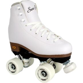 Sure-Grip White Fame Roller Skates for Women - Made of Nylon & Aluminum - 57mm Polyurethane Indoor Wheels for Skating - Super X Trucks Extended Support for Larger Sizes - Suitable for Beginners