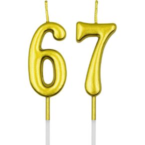 67th & 76th Birthday Candles, Black Number 67 76 Candle for Cake, Happy Birthday Cake Topper Decoration for Birthday Anniversary Celebration Party Supplies
