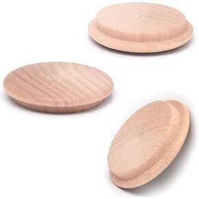 20pcs 40mmx35mm/1.5''x1.3''(Cover DiaxHole Dia) Stair Cover Plugs,Beech Wood Screw Hole Covers,Button Top Screw Hole Plugs,Decorative Wooden Cover for Woodworking