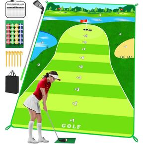 Golf Chipping Game with Golf Mats Practice,Pack Include 1 Golf Club/1 Large Mat/1 Chipping Mat/20 Sticky Balls/1 Scoreboard,Golf Games for Outdoor Indoor Home and Backyard