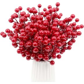 20 Pcs Red Berry Stems, 10.2" Holly Christmas Berries Stems for Christmas Tree Picks Decorations Crafts Holiday and Home Decor