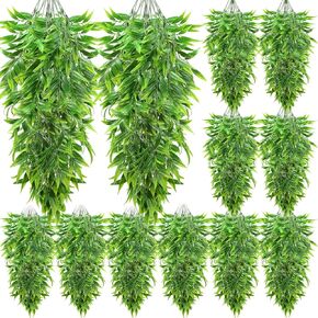 Hoteam 12 Pcs Artificial Hanging Plants Fake Ivy Vines with Fake Leaves for Living Room Decor Indoor Outdoor Decorations for Patio Artificial Plants Greenery for House Wall, No Basket (Assorted)