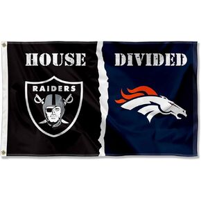 WinCraft Raiders and Broncos House Divided Flag Rivalry Banner