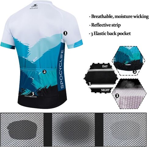 Men's Cycling Jersey Short Sleeve Bike Road Riding Biking Shirts Mountain Bike Jersey Mens 3 Elastic Back Pockets in Saudi Arabia