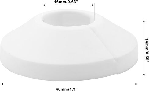 16mm PP Plastic Pipe Cover Decoration, Water Pipe Drain Line Escutcheon Collar Pipe Cover Fit for 0.63 Inches Outer Diameter Pipe, Pack of 12 (White) in Kuwait
