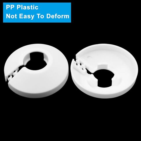 16mm PP Plastic Pipe Cover Decoration, Water Pipe Drain Line Escutcheon Collar Pipe Cover Fit for 0.63 Inches Outer Diameter Pipe, Pack of 12 (White) in Kuwait