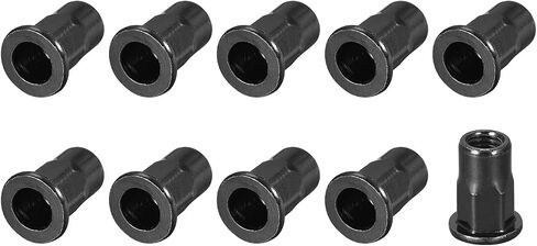 Rivet Nuts (M8) 50Pcs, Carbon Steel Half Hex Threaded Insert Nuts - for Furniture Mechanical Fasteners, Black in Saudi Arabia