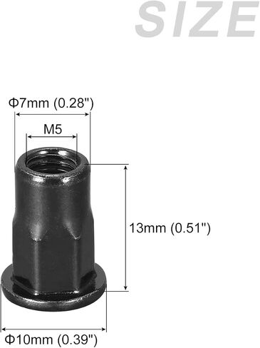 Rivet Nuts (M8) 50Pcs, Carbon Steel Half Hex Threaded Insert Nuts - for Furniture Mechanical Fasteners, Black in Saudi Arabia