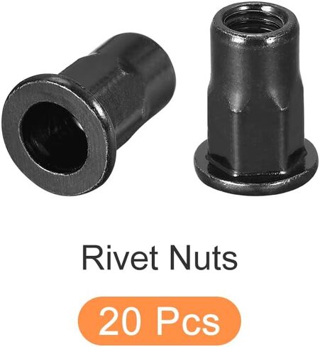 Rivet Nuts (M8) 50Pcs, Carbon Steel Half Hex Threaded Insert Nuts - for Furniture Mechanical Fasteners, Black in Saudi Arabia