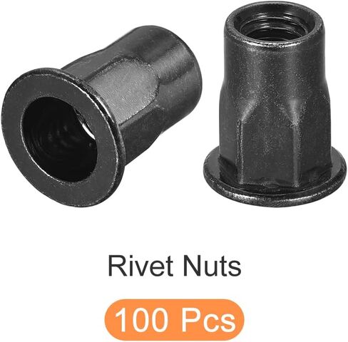 Rivet Nuts (M8) 50Pcs, Carbon Steel Half Hex Threaded Insert Nuts - for Furniture Mechanical Fasteners, Black in Saudi Arabia