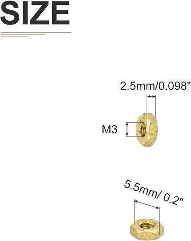 صواميل سداسية M4x0.7mm (DiaxPitch) - 10 عبوات - جيدة لإصلاح المرآب المنزلي - صواميل سداسية نحاسية - لون ذهبي in Saudi Arabia