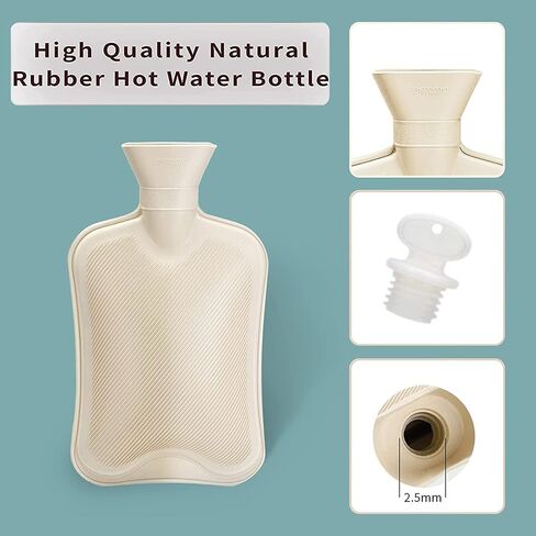 Hot Water Bottle with Soft Cover, 2L Classic Rubber Hot Water Bag for Menstrual Cramps, Feet Warmer, Neck, Shoulders Pain Relief, Hot Cold Pack Women Girls for Hot and Cold Therapy in Saudi Arabia