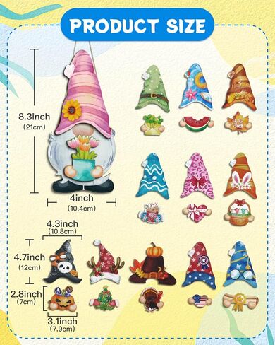 Putuo Decor 25pcs علامة ترحيب قابلة للتبديل للباب الأمامي، الخشب الموسمي جنوم عطلة الجدار شنقا، مرحبًا بكم في ديكور الشرفة الخاص بنا ليوم الاستقلال والخريف والشتاء وعيد الشكر in Kuwait