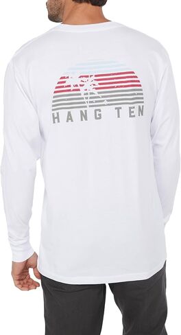 Hang Ten Mens Logo Graphic Long Sleeve Shirt - Casual Shirts for Men - Vintage Inspired Long Sleeve Tee in Saudi Arabia