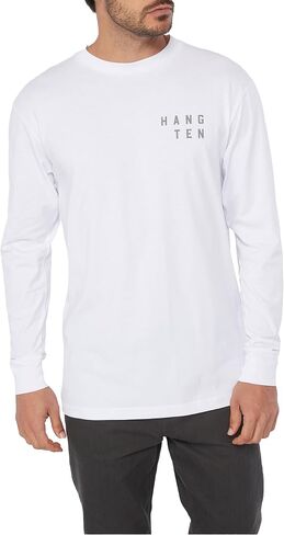 Hang Ten Mens Logo Graphic Long Sleeve Shirt - Casual Shirts for Men - Vintage Inspired Long Sleeve Tee in Saudi Arabia