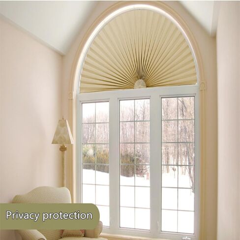2PCS Half Moon Round Window Cover Half Circle Window Shades Cordless Non-Woven Self Adhesive Shades Temporarily Window Blinds Cover Easy to Cut Install (White, 12IN(30CM)) in Saudi Arabia