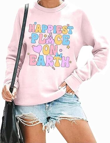 Magic Kingdom Sweatshirts For Women Cute Castle Graphic Sweatshirt Family Vacation Shirt Casual Long Sleeve Tops in Saudi Arabia