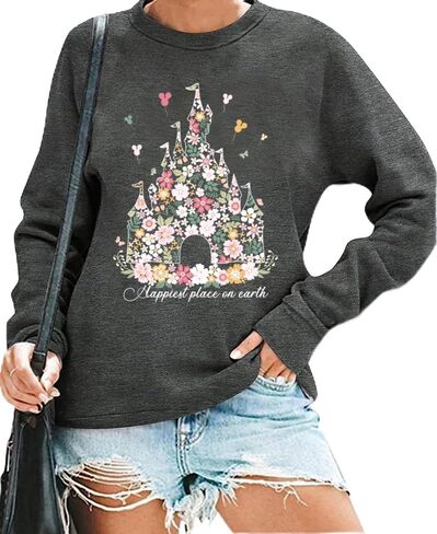 Magic Kingdom Sweatshirts For Women Cute Castle Graphic Sweatshirt Family Vacation Shirt Casual Long Sleeve Tops in Saudi Arabia