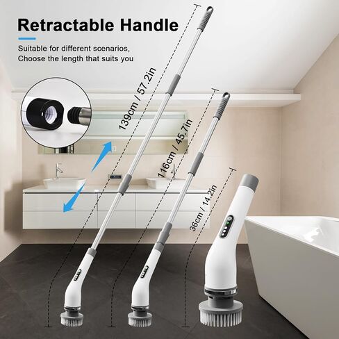 Electric Spin Scrubber - Shower Scrubber Cordless Spin Scrubber with 7 Replaceable Brush Heads and Adjustable Extension Handle, Electric Scrubber for Cleaning Prime Deals Today 2024 in Saudi Arabia