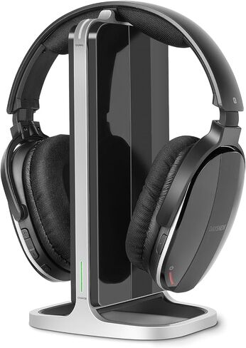 Wireless Headphones for TV with 2.4GHz RF Transmitter Charging Holder, Personal Volume, Plug and Play, 100FT, Bluetooth TV Headphones Wireless for Seniors, No Delay, Support OPT/RCA/AUX, Black in Saudi Arabia