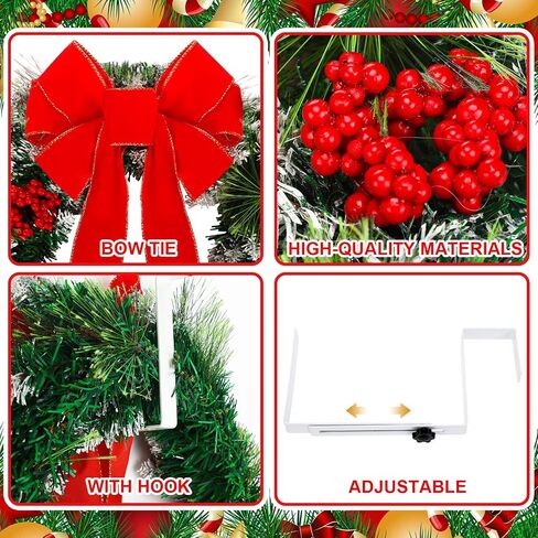 Hotop 2 Pcs Christmas Headstone Wreath Hanger Set for Cemetery Christmas Memorial Wreath for Grave Red Bowknot Natural Pine Cones Red Berries Wreath for Grave Marker Gravestone Decorations in Saudi Arabia