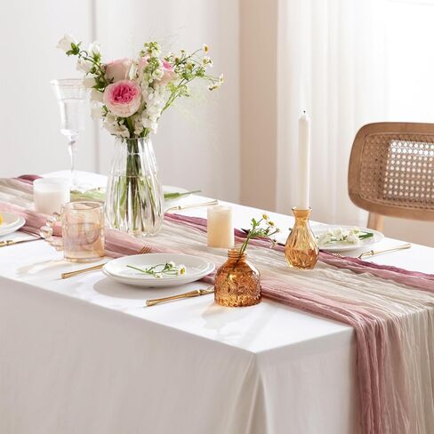 joybest 6 Pcs Beige Cheesecloth Table Runner, 10 FT Boho Gauze Table Runner Rustic Romantic Sheer Runner for Wedding Party Bridal Birthday Baby Shower Table Decorations in Saudi Arabia
