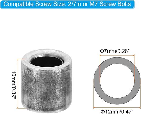 PATIKIL M7 Steel Spacers, 12 Pcs Metal Spacers Steel 7.2mm ID x 10mm OD x 5mm L Carbon Steel Spacer Screw Standoff Round for 2/7in or M7 Screw Bolts in Saudi Arabia
