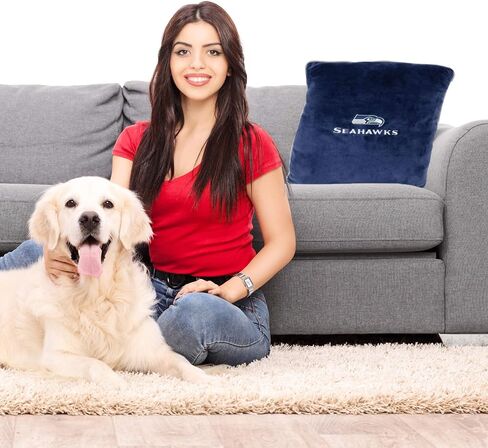 Pets First NFL Throw Pillow - Seattle Seahawks Soft & Cozy Plush Pillow. Smooth Plush & Comfortable Home Sofa Couch Bed Mattress Pillow Licensed by The NFL, Pillow 16 x 16 x 3 Inches in Saudi Arabia