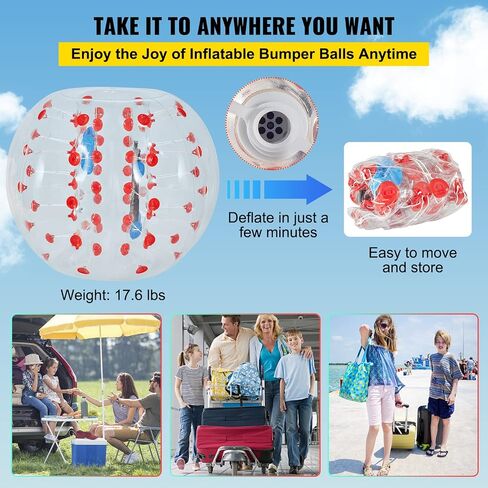 Happybuy Inflatable Bumper Ball 4 FT / 1.2M Diameter, Bubble Soccer, Blow It Up in 5 Min, Inflatable Zorb Ball for Adults or Children in Saudi Arabia