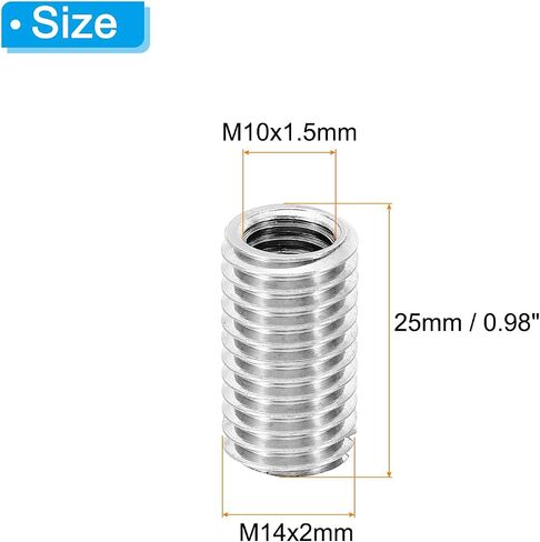 PATIKIL Thread Adapters Sleeve Reducing Nut, 4 Pcs M16x2 Male to M12x1.75 Female Repairing Insert Nut Screw Reducer Stainless Steel Fastener 30mm in Saudi Arabia