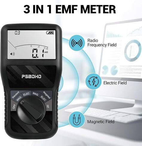 مقياس EMF، كاشف الإشعاع الكهرومغناطيسي 3 في 1 للمجال الكهربائي (EF)، مجال تردد الراديو (RF)، المجال المغناطيسي (MF) للتفتيش المنزلي، والصيد في الهواء الطلق والأشباح in Saudi Arabia