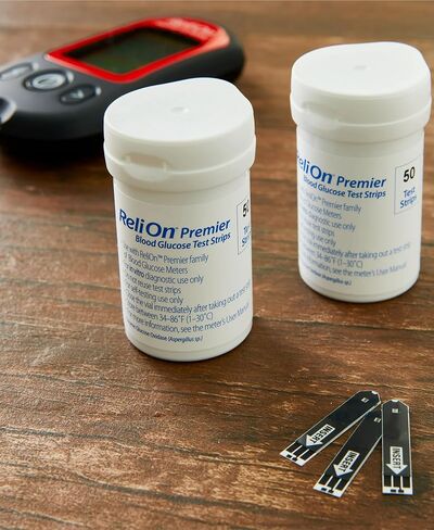 Blood Glucose Test Strips | Accurate Blood Glucose Monitoring | Relion Premier Test Strips 100 Count | Tiras para Medir la Glucosa | Compatible with ReliOn Premier Meters in Saudi Arabia