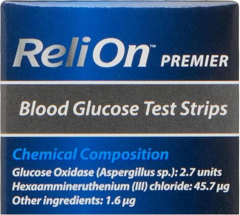 Blood Glucose Test Strips | Accurate Blood Glucose Monitoring | Relion Premier Test Strips 100 Count | Tiras para Medir la Glucosa | Compatible with ReliOn Premier Meters in Saudi Arabia