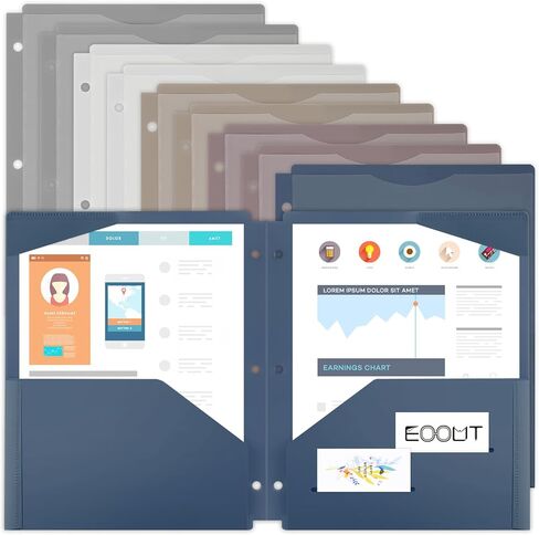 EOOUT 10 Pack Pocket Folders with Clear Front Pocket for 3 Ring Binder, Folder with Card Slot for School, Office and Home, Letter Size in Saudi Arabia