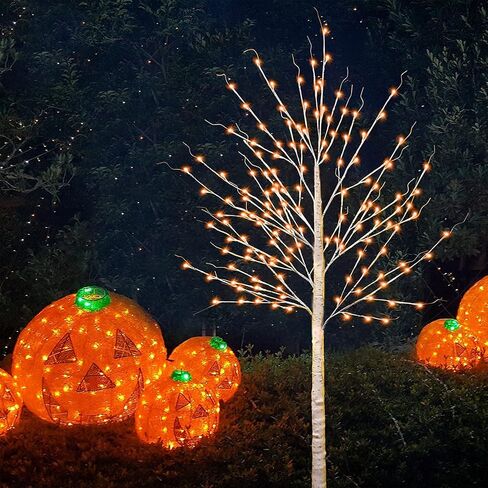 120 LED 6 FT Colorful Lighted Birch Tree, Light Up Multicolored LED Artificial Tree with Colors Changing String Lights for Indoor Outdoor Christmas Halloween Party Home Wedding Garden Decor-6 ft(RGB) in Saudi Arabia