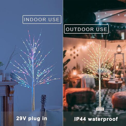 120 LED 6 FT Colorful Lighted Birch Tree, Light Up Multicolored LED Artificial Tree with Colors Changing String Lights for Indoor Outdoor Christmas Halloween Party Home Wedding Garden Decor-6 ft(RGB) in Saudi Arabia