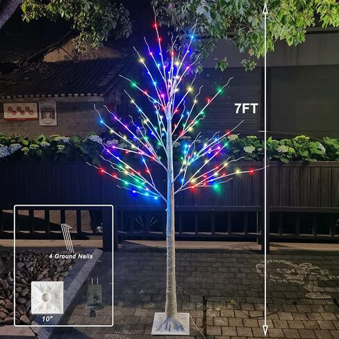 120 LED 6 FT Colorful Lighted Birch Tree, Light Up Multicolored LED Artificial Tree with Colors Changing String Lights for Indoor Outdoor Christmas Halloween Party Home Wedding Garden Decor-6 ft(RGB) in Saudi Arabia