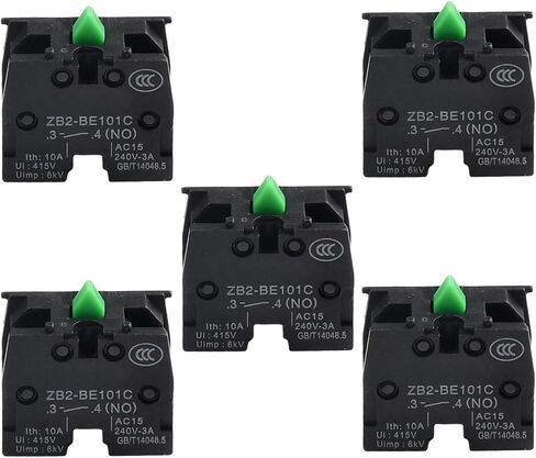 5 قطع مفتاح زر الضغط ZB2-BE102C(NC)، كتلة الاتصال ZB2-BE101C(NO) مفتاح عصا التحكم بزر ضغط مفتوح عادي، 10 أمبير 415 فولت (ZB2-BE101C) in Saudi Arabia