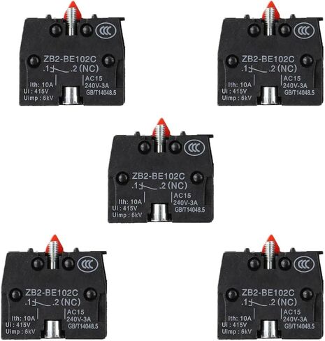 5 قطع مفتاح زر الضغط ZB2-BE102C(NC)، كتلة الاتصال ZB2-BE101C(NO) مفتاح عصا التحكم بزر ضغط مفتوح عادي، 10 أمبير 415 فولت (ZB2-BE101C) in Kuwait