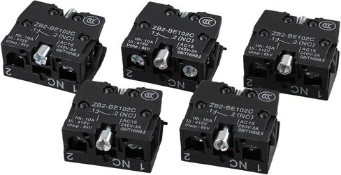 5 قطع مفتاح زر الضغط ZB2-BE102C(NC)، كتلة الاتصال ZB2-BE101C(NO) مفتاح عصا التحكم بزر ضغط مفتوح عادي، 10 أمبير 415 فولت (ZB2-BE101C) in Kuwait