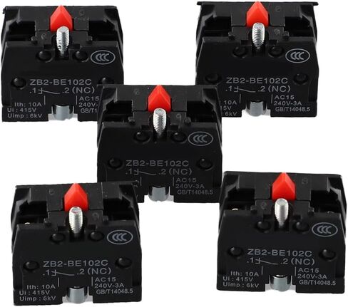 5 قطع مفتاح زر الضغط ZB2-BE102C(NC)، كتلة الاتصال ZB2-BE101C(NO) مفتاح عصا التحكم بزر ضغط مفتوح عادي، 10 أمبير 415 فولت (ZB2-BE101C) in Kuwait