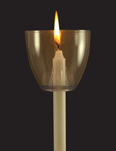 Candlelight Service Kit (Pack of 10) Includes (10) Clear Wind/Drip Cups and (10) .5" X 5.375" Unscented White Candles Made in USA in Saudi Arabia