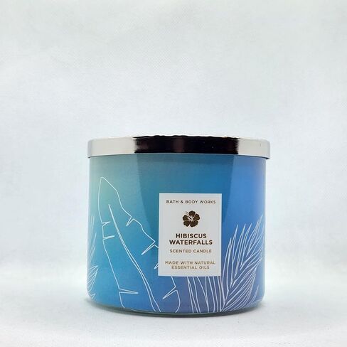 Bath & Body Works, White Barn 3-Wick Candle w/Essential Oils - 14.5 oz - 2022 Spring Scents! (Hibiscus Waterfalls) in Saudi Arabia