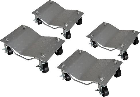 Wheel Dolly - 6000 Lbs Car Moving Dolly, Wheel Dolly Car Tire Stake Set of 4,Heavy-Duty Car Tire Dolly Cart, 16"x12", Silver in Saudi Arabia